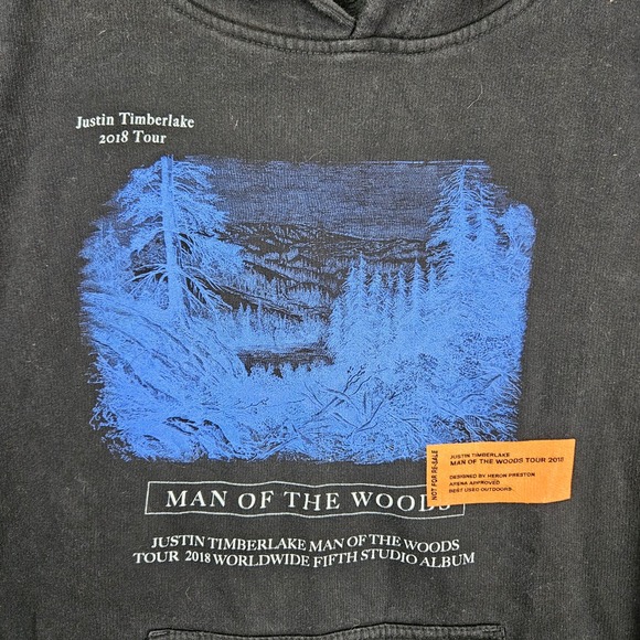 Justin Timberlake Man of the Woods 2018 Tour Hoodie Black Mens M - Picture 2 of 12